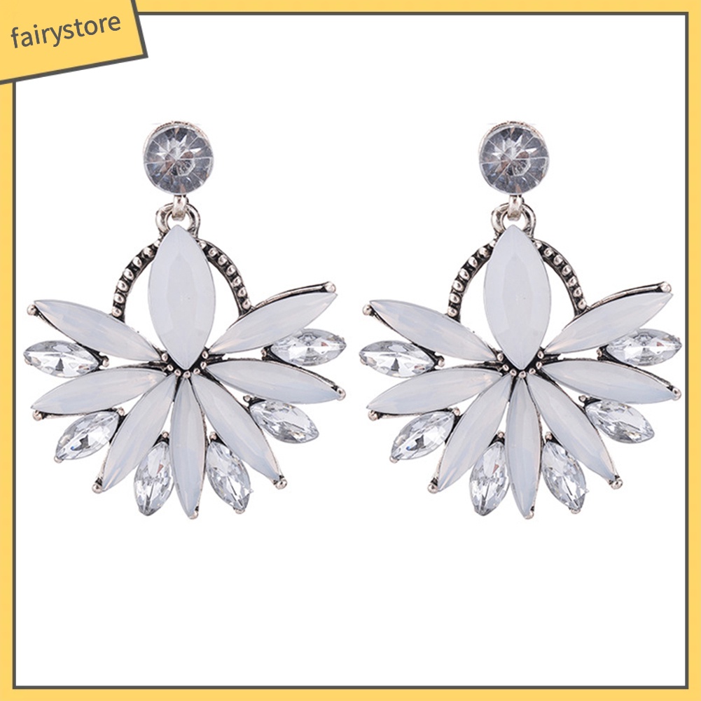 Đôi Khuyên Tai Hình Hoa Đính Đá Phong Cách Boho Thời Trang Cho Nữ