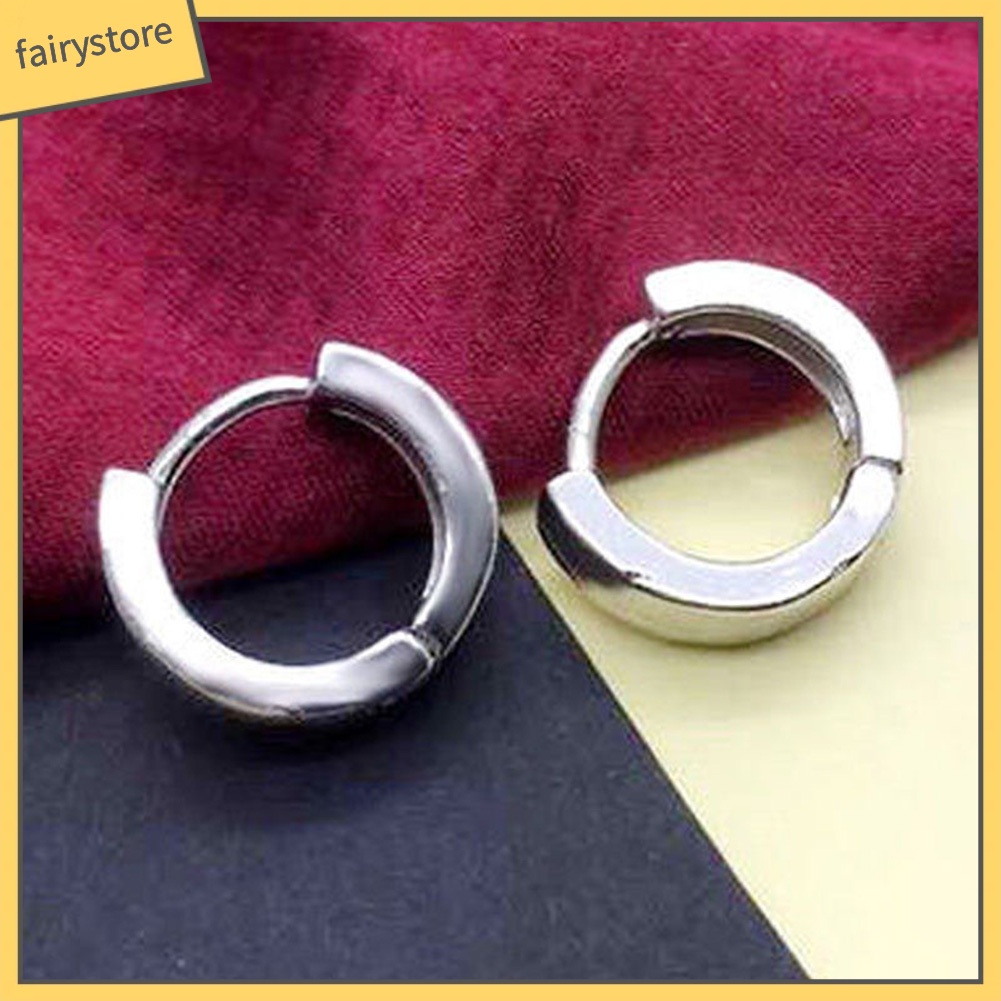 Bông Tai Mạ Bạc Dạng Vòng Tròn Thời Trang Dành Cho Nam Và Nữ