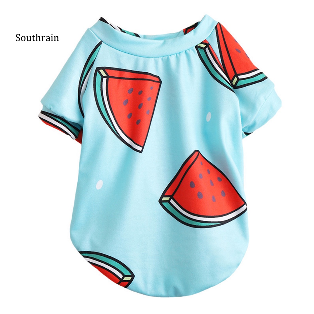 Áo Thun Bằng Polyester Chống Nhăn Thoáng Khí In Họa Tiết Trái Cây Cho Thú Cưng