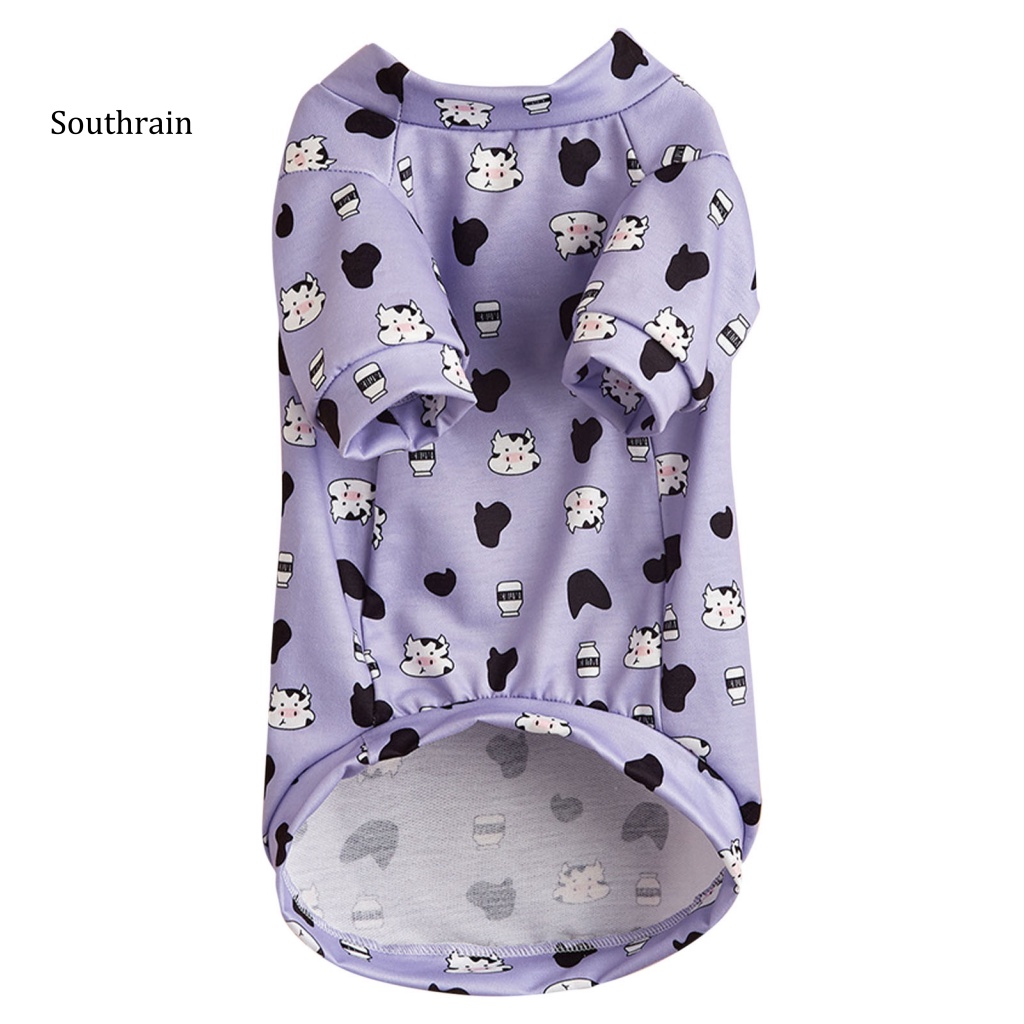 Áo Thun Polyester Co Giãn Thoáng Khí In Họa Tiết Bò Sữa Dành Cho Cún Chihuahua