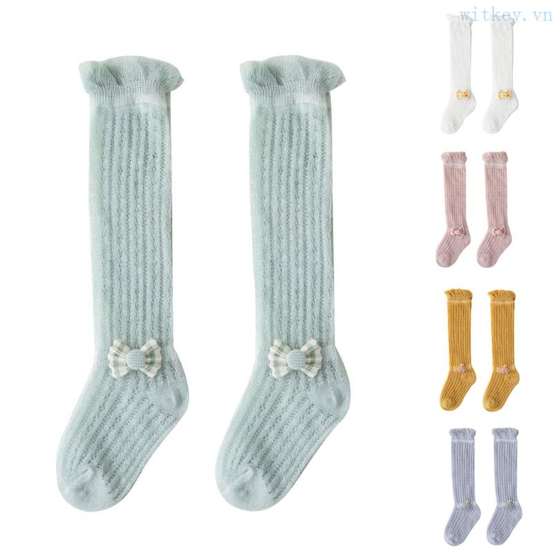 Vớ Cotton Lưới Siêu Mỏng Cao Tới Gối Chống Trượt Thời Trang Mùa Hè Cho Bé Gái