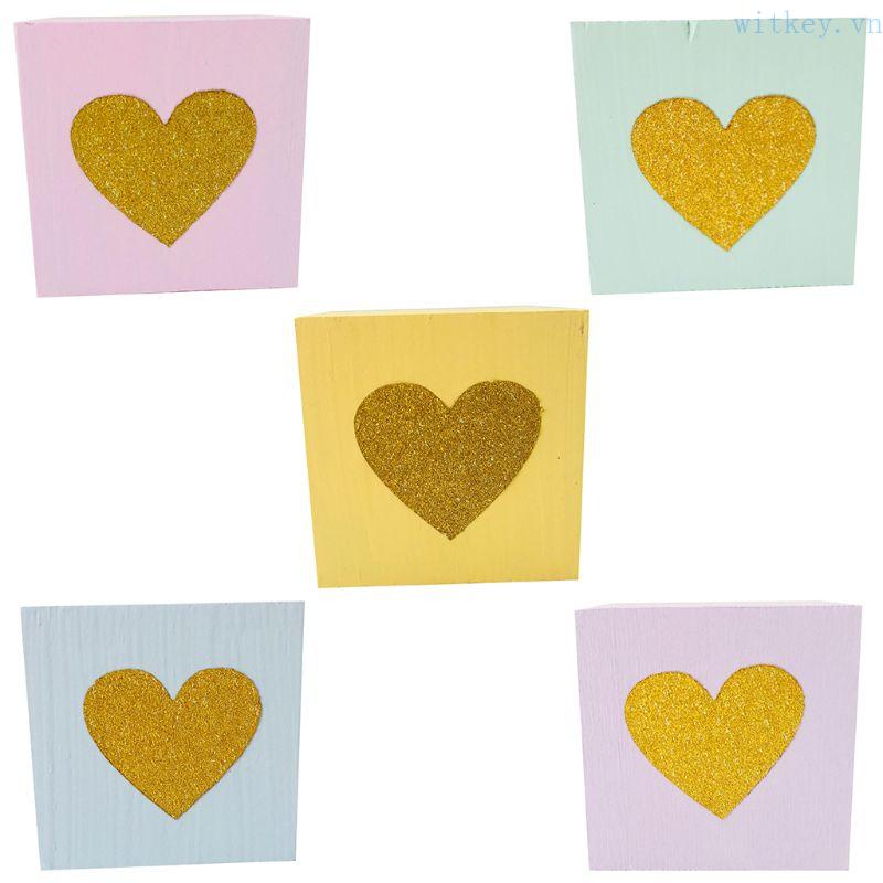 Tấm Gỗ Mềm Lắp Ráp Hình Trái Tim Màu Vàng Kim Lấp Lánh Trang Trí Phòng Bé