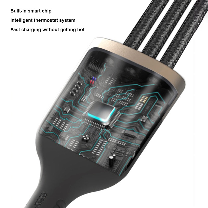 Cáp Sạc Nhanh 3 Trong 1 4Ft 100W Cho Điện Thoại Android Ios Type-C