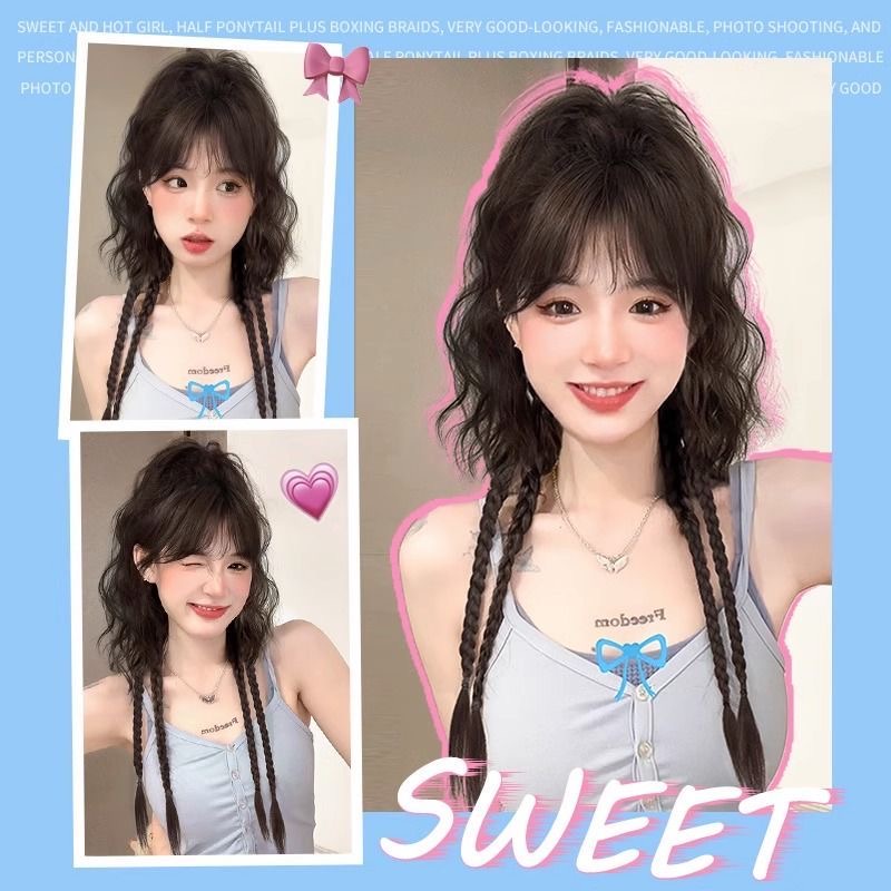 Tóc Giả Thẳng / Xoăn Dài Màu Đen / Nâu Thời Trang Mùa Hè Cho Nữ Y2k
