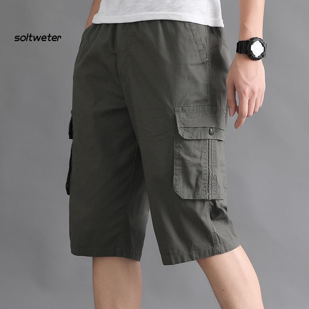 Quần Short Lưng Thun Ống Suông Mềm Mại Thoáng Khí Phối Dây Rút Thời Trang Mùa Hè Cho Nam