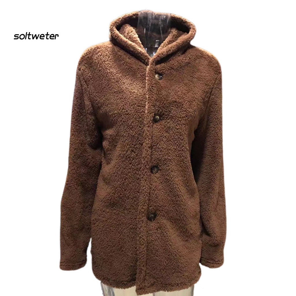 St Áo Khoác Mùa Đông Mềm Mại Có Mũ Trùm Màu Trơn Cài Nút Dày Dặn Có Khóa Cài Cho Nam Mặ
