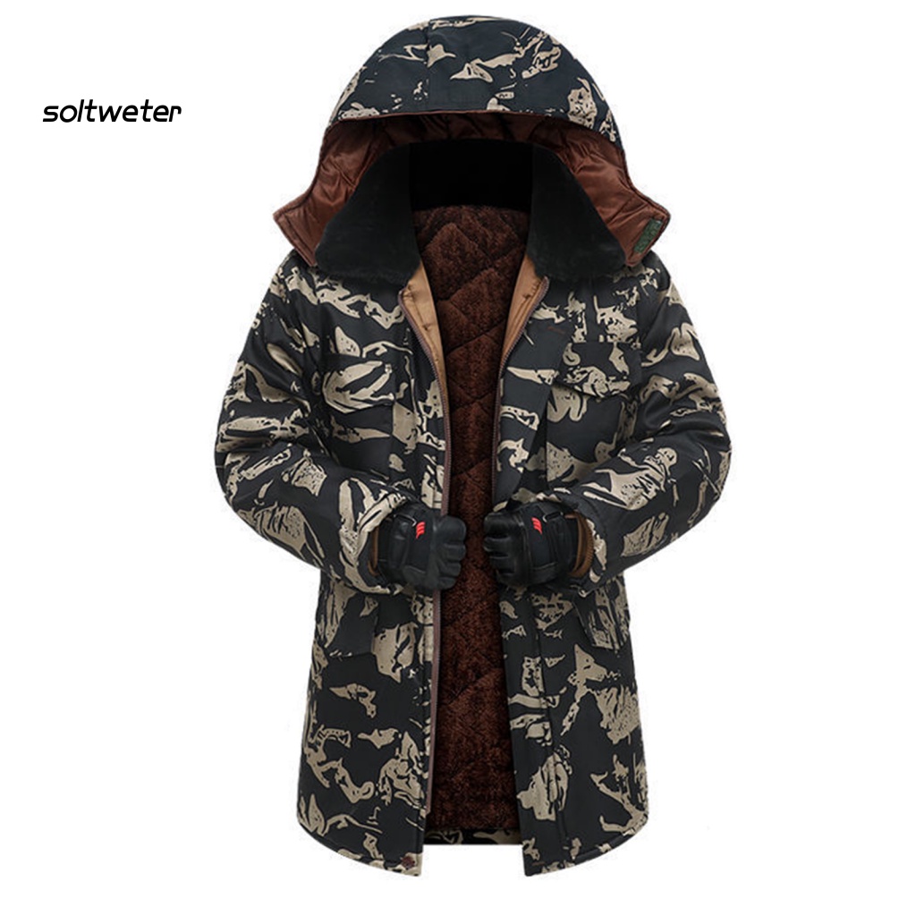 Áo Khoác Tay Dài Có Khóa Kéo Họa Tiết Rằn Ri Lót Lông Chống Lạnh Plus Size Cho Nam