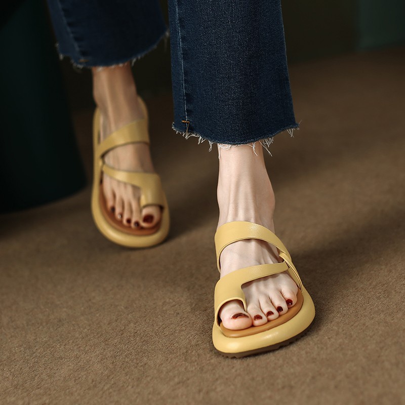 Tóc Thẳng Duoya Nhà Máy ~ [Hàng Có Sẵn] ~ Siêu Nhẹ!Dép Xỏ Ngón Quai Chéo Bằng Da Mềm Đế Dày Thời Trang Mùa Hè Cho Nữ