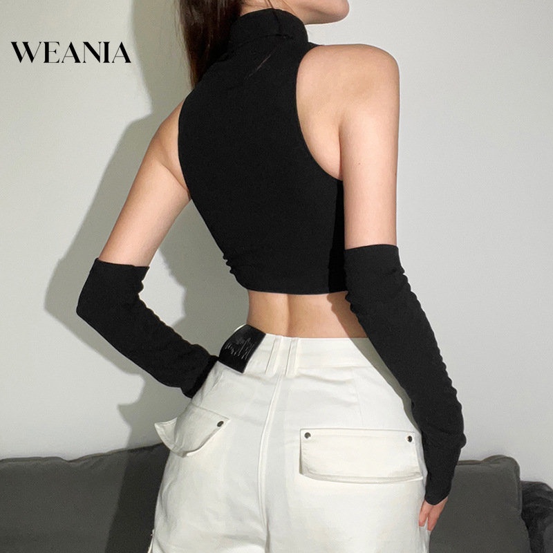 Áo Croptop Sát Nách Cổ Cao Màu Sắc Thời Trang Quyến Rũ Cho Nữ