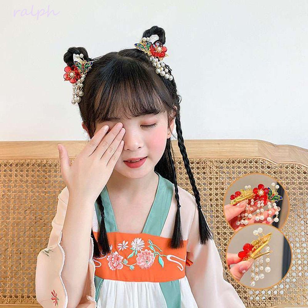 Kẹp Tóc Hình Hoa / Bướm Bằng Hợp Kim Acrylic Dễ Thương Cho Bé Gái