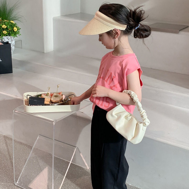 Áo Thun Cotton Sát Nách Thoáng Khí Nhanh Khô In Họa Tiết Hoạt Hình Phong Cách Hàn Quốc Thời Trang Mùa Hè Cho Bé Gái