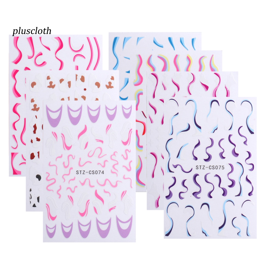 Bộ 7 Miếng Dán Móng Tay Siêu Mỏng Họa Tiết Hình Học 3D Phong Cách Pháp