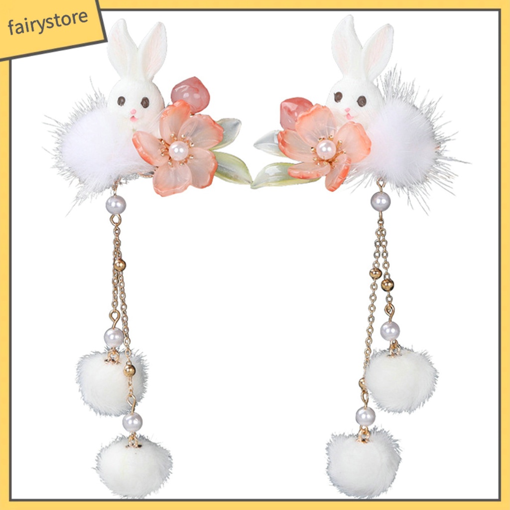 1 Cặp Kẹp Tóc Chuỗi Hạt Dài Đính Hoa Tua Rua Chống Trượt Hóa Trang Hán Phục