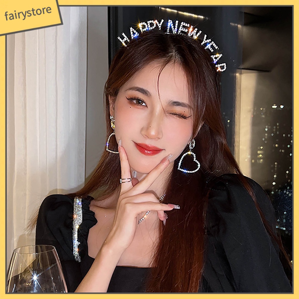 Băng Đô Cài Tóc Co Giãn Chống Trượt Đính Đá Lấp Lánh Thời Trang Cho Nữ