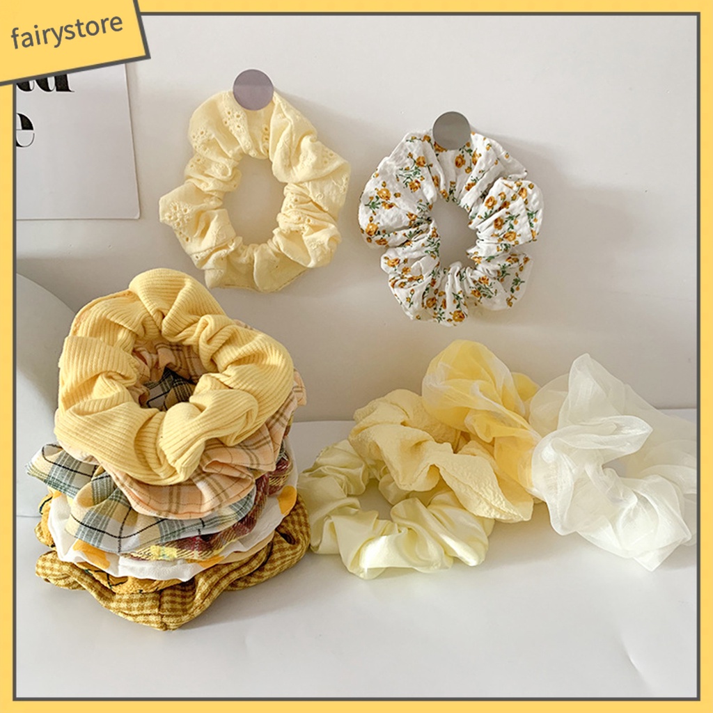 Dây Buộc Tóc Co Giãn Chống Trượt Chống Rơi In Họa Tiết Hoa Xinh Xắn Cho Nữ