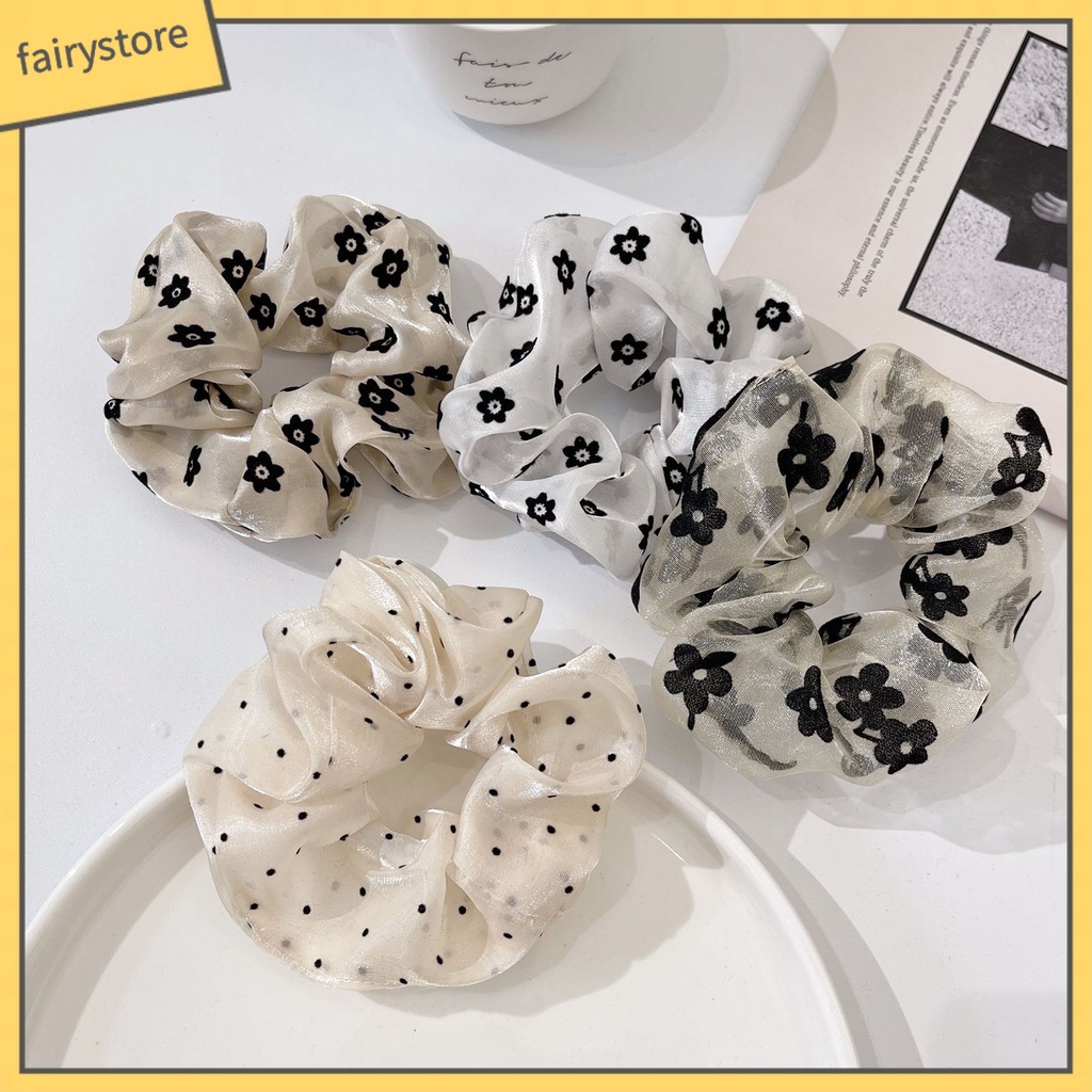 Dây Cột Tóc Co Giãn Chống Trượt Đính Hoa Xinh Xắn Cho Nữ