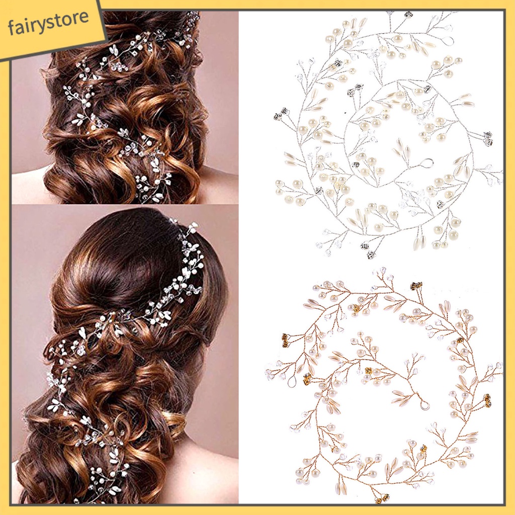 Tóc Giả Đính Ngọc Trai Lấp Lánh Đa Năng Thanh Lịch Cho Cô Dâu