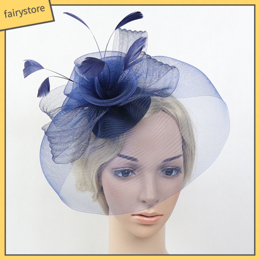 Mũ Lưới Che Mặt Đính Lông Vũ Màu Sắc Tinh Khiết Nhẹ Nhàng Thanh Lịch Dành Cho Cô Dâu