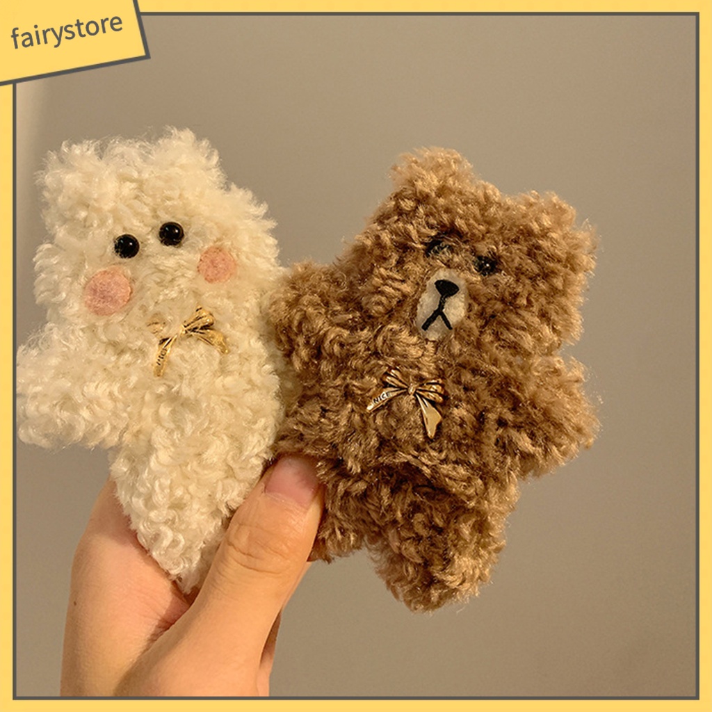 Kẹp Tóc Hình Gấu / Thỏ Bông Mềm Mại Gọn Nhẹ Không Trượt Cho Bé