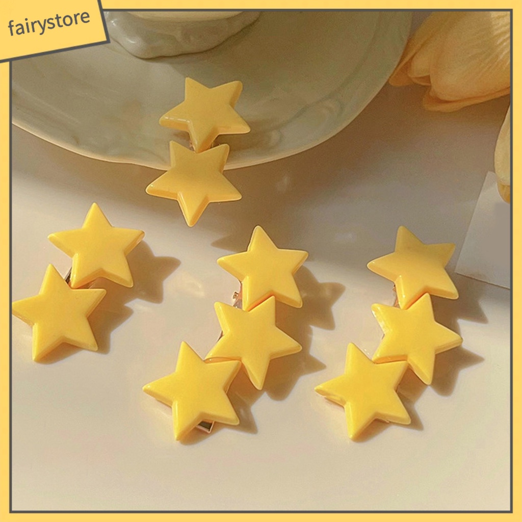 Kẹp Tóc Ngôi Sao Màu Vàng Bằng Thép Không Gỉ Co Giãn Chống Trượt Cho Bé Gái