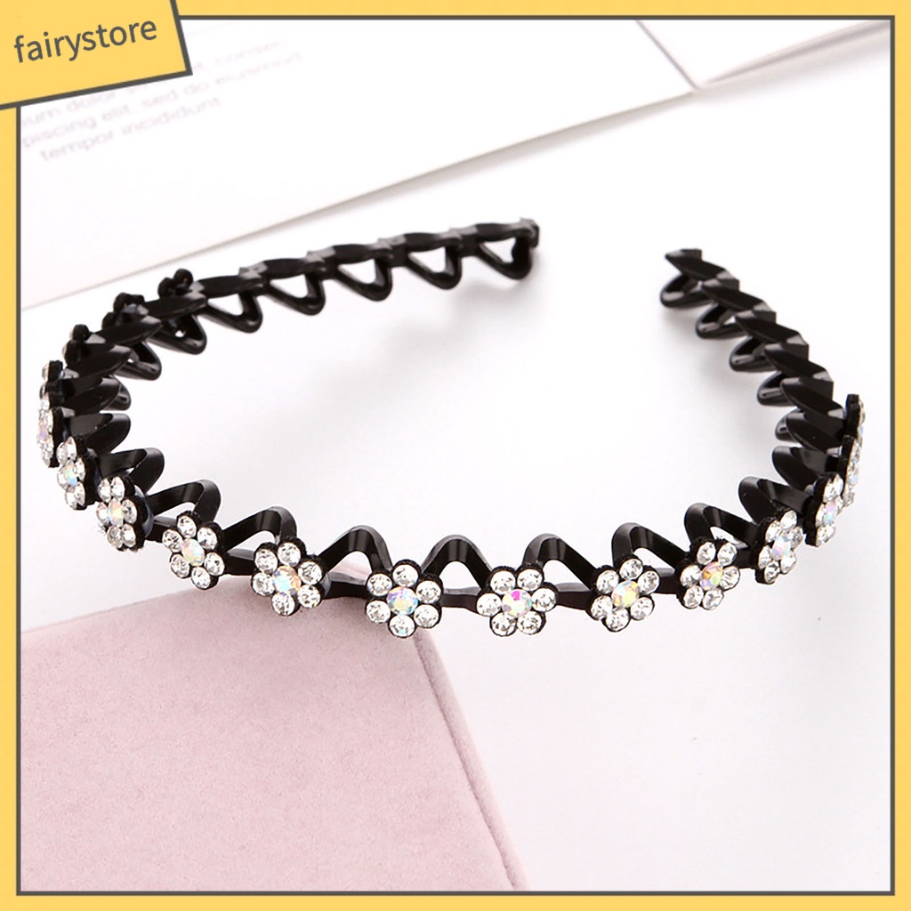 Băng Đô Cài Tóc Co Giãn Chống Trượt Đính Đá Lấp Lánh Cho Bé Gái