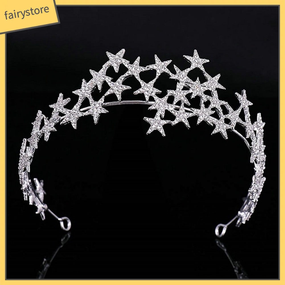 Vương Miện Cài Tóc Hình Ngôi Sao Đính Đá Lấp Lánh Cho Cô Dâu