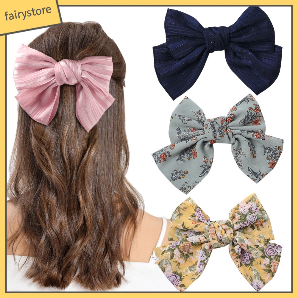 Kẹp TóC HìNh Nơ / Hoa MàU Trơn ThờI Trang Cho Nữ