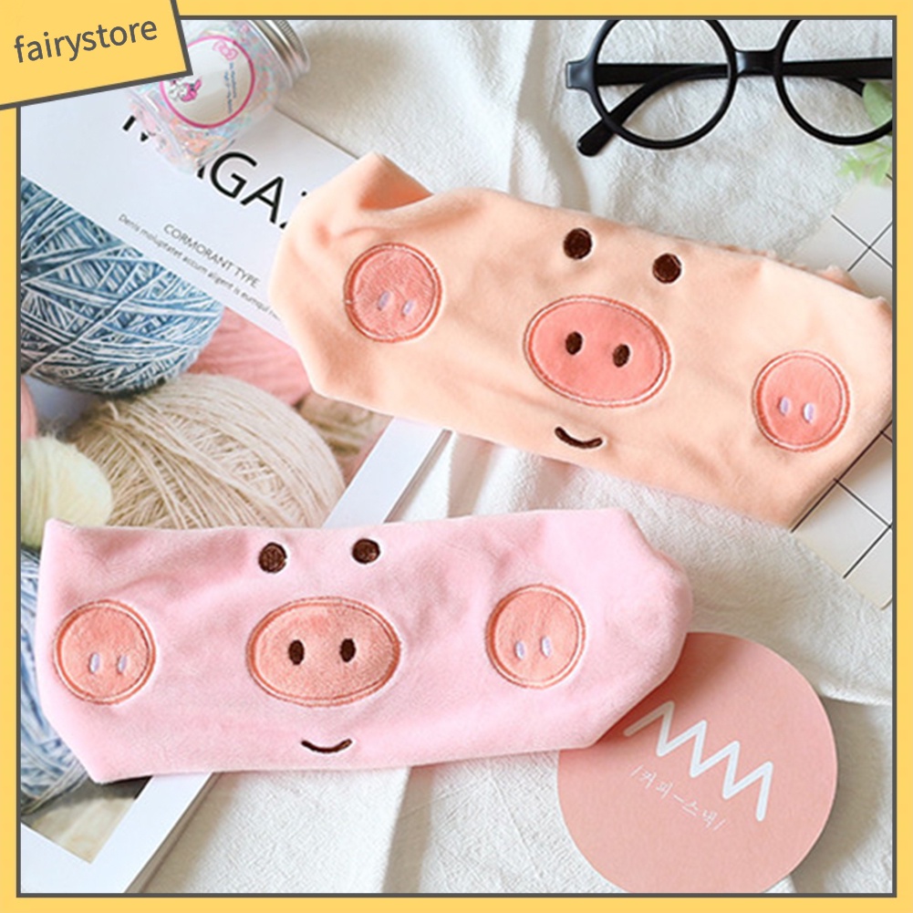 Băng Đô Cài Tóc Vải Mềm Hình Chú Heo Hoạt Hình Đáng Yêu Cho Nữ