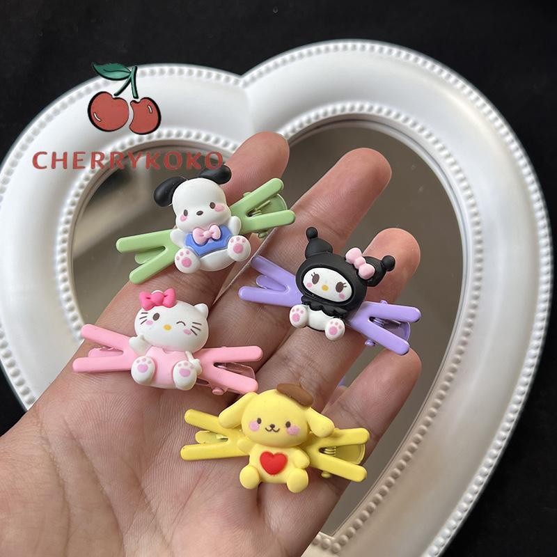 🍒🍒CHERRYKOKO Sanrio Kẹp Tóc Mái Ngang Hình Chữ X Cinnamoroll Dog Kuromi Hoạt Hình Dễ Thương Cho Nữ Sinh