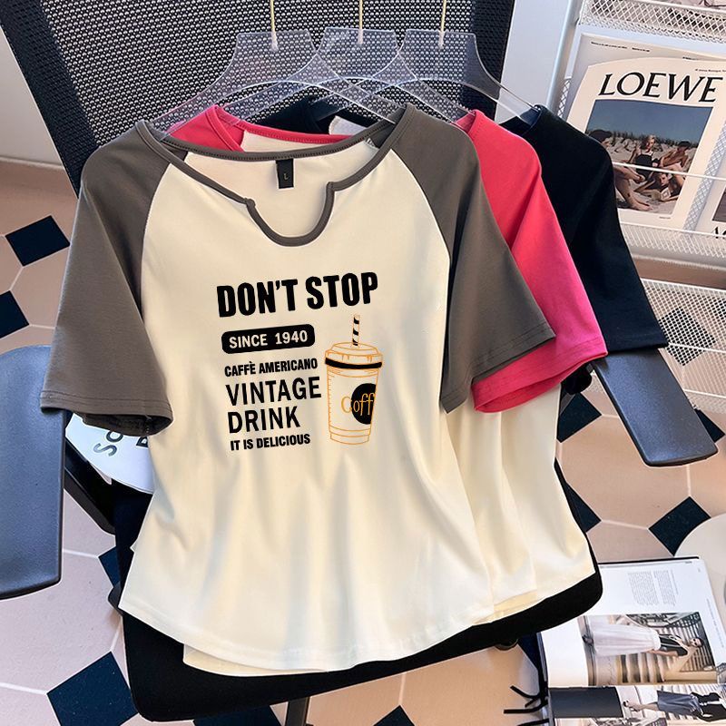 COZOK Áo Thun Tay Ngắn Dáng Rộng In Chữ Thời Trang