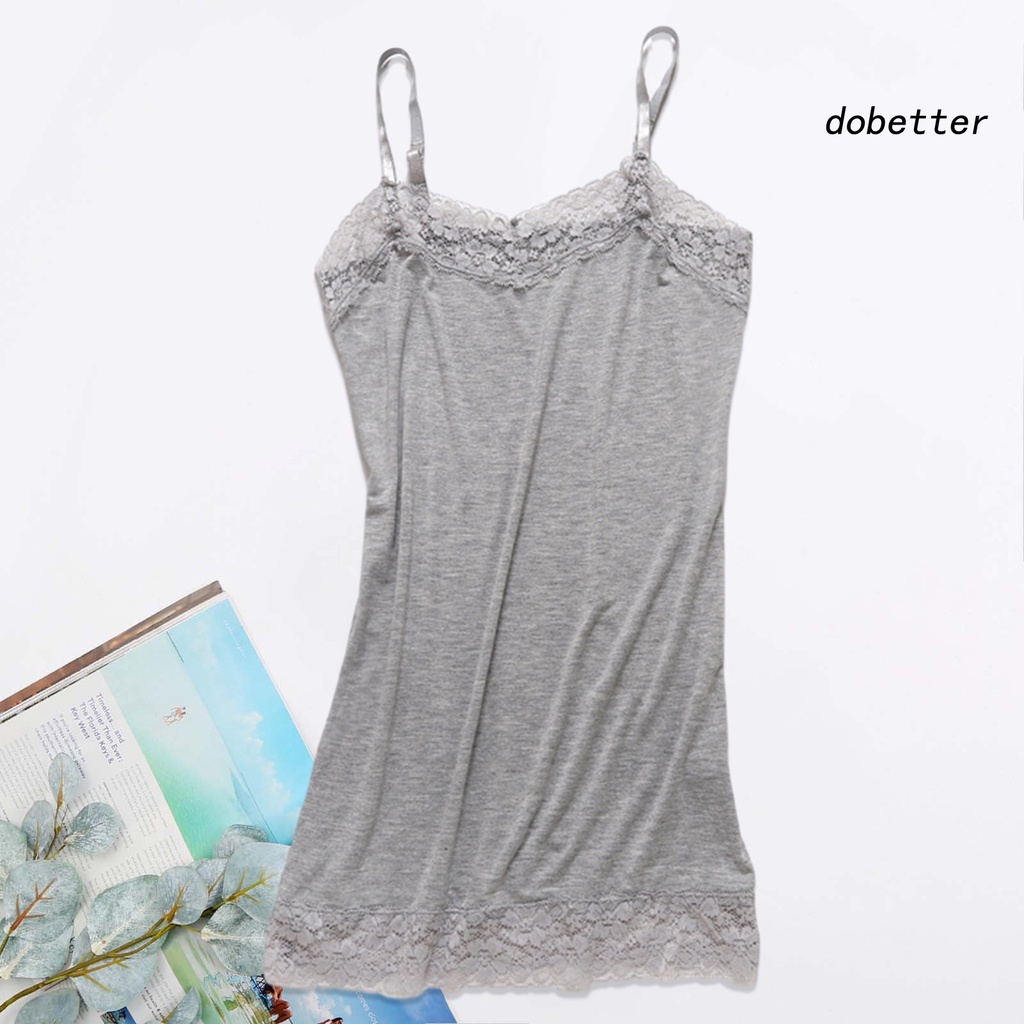 Áo Hai Dây Cổ Chữ V Phối Ren Mỏng Co Giãn Màu Sắc Trơn Quyến Rũ Cho Nữ