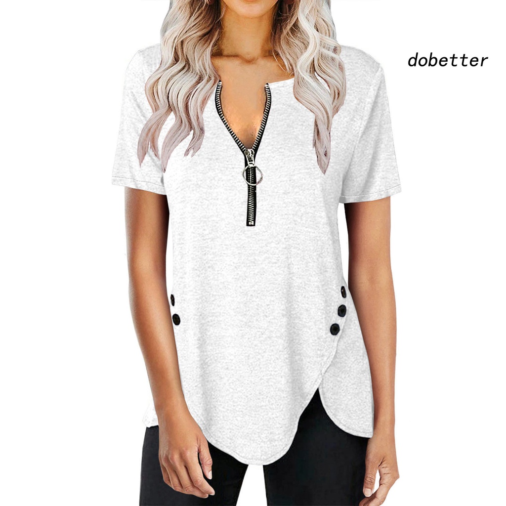 Áo Sơ Mi Cổ Chữ V Bằng Polyester Co Giãn Thoáng Khí Màu Sắc Đơn Giản Thời Trang Mùa Hè Cho Nữ