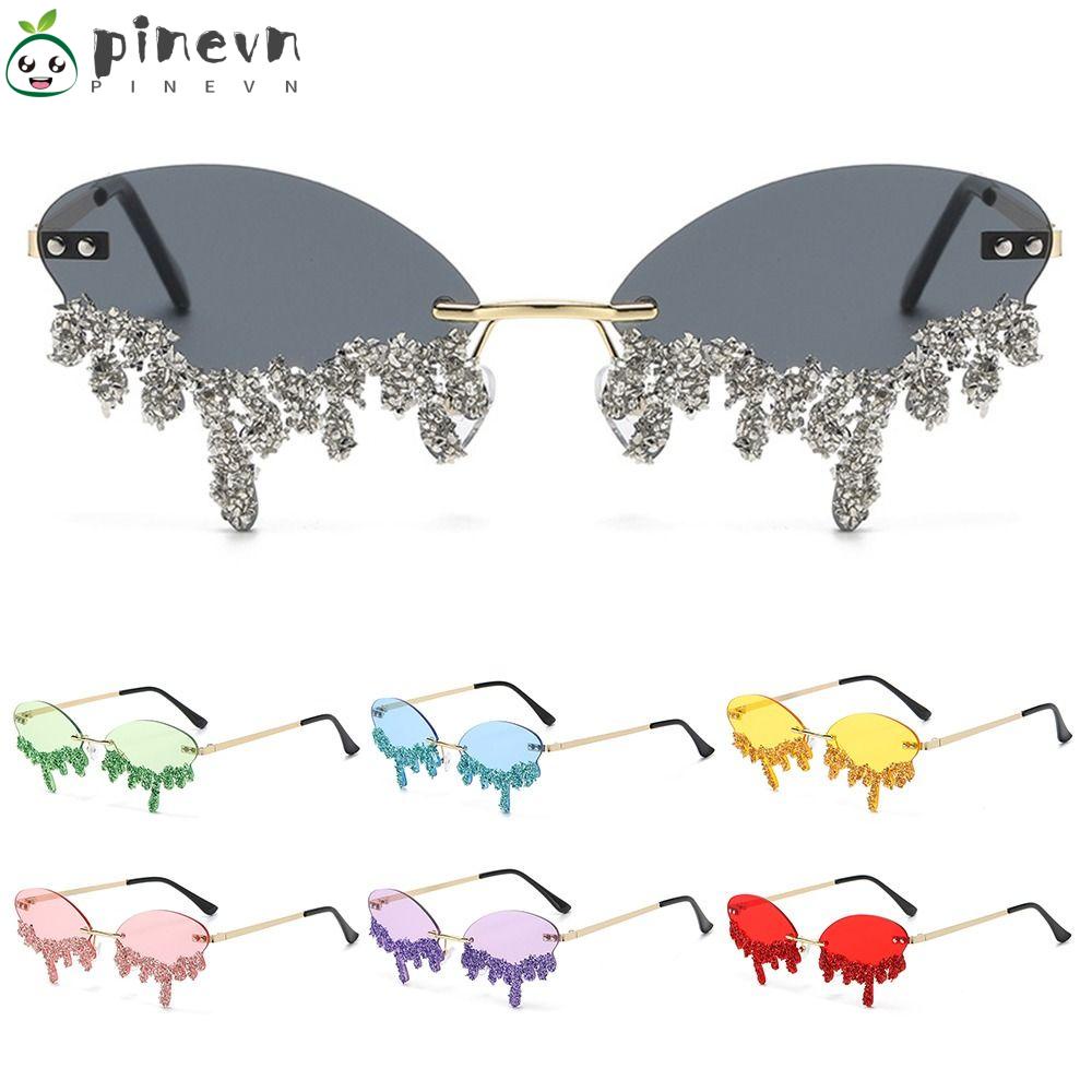 PINEVN Kính Mát Đính Kim Tuyến Lấp Lánh Phong Cách Halloween Cho Nữ