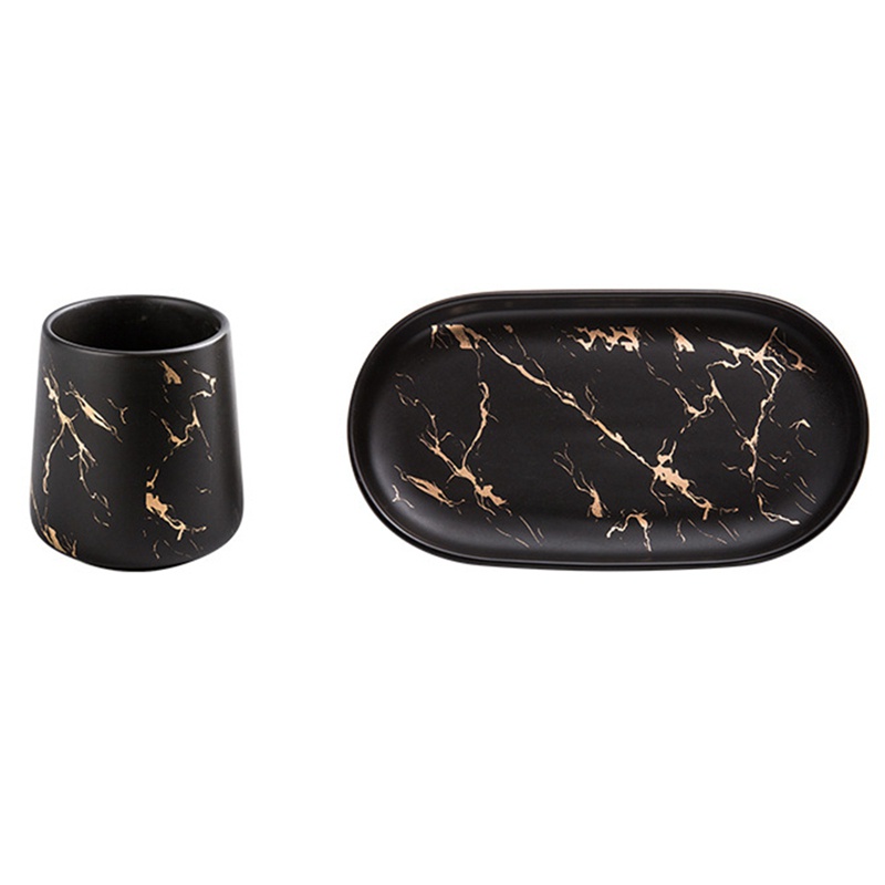 Cốc Đánh Răng Bằng Sứ Hình Oval Trang Trí Phòng Tắm