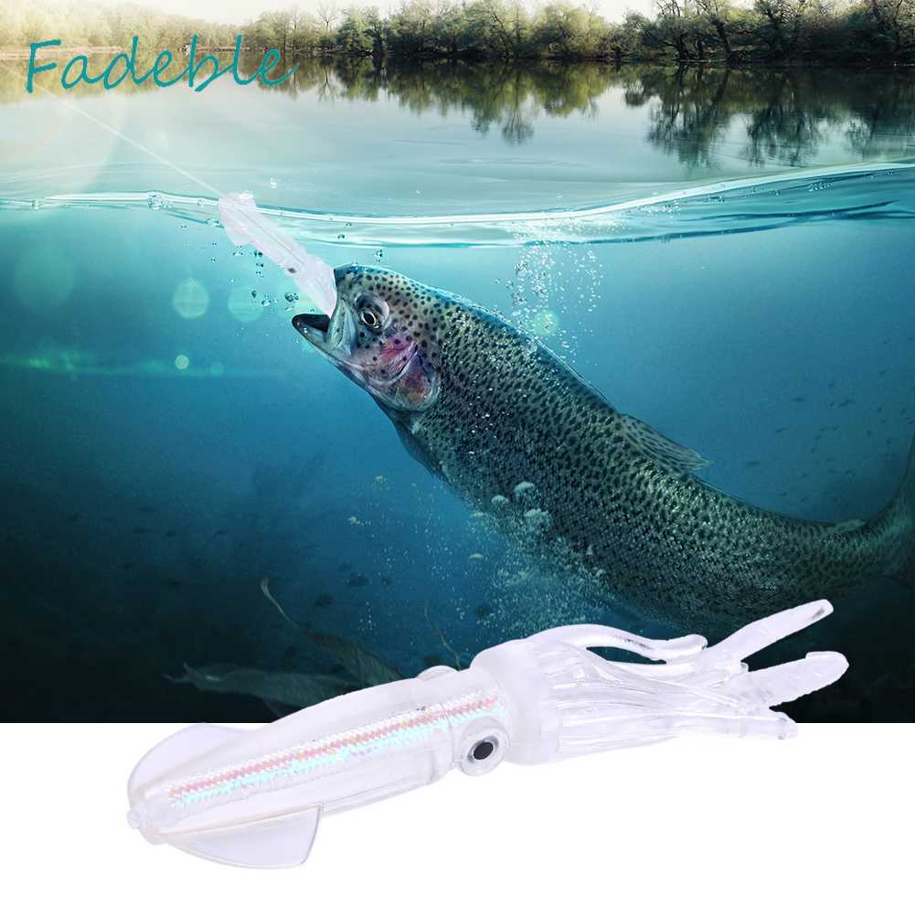 Set 5 Mồi Câu Cá Giả Hình Con Mực Dạ Quang 10cm 8g Mềm Mại