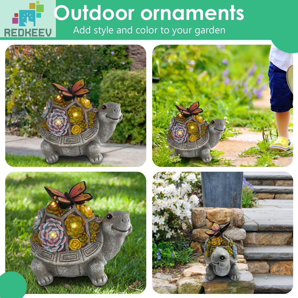 Đồ trang trí Tượng Rùa Bằng Nhựa Resin Sử Dụng Năng Lượng Mặt Trời