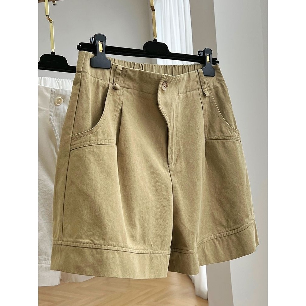 Quần Short Chữ A Lưng Thun Cao Ống Rộng Thời Trang Mùa Hè Dành Cho Nữ