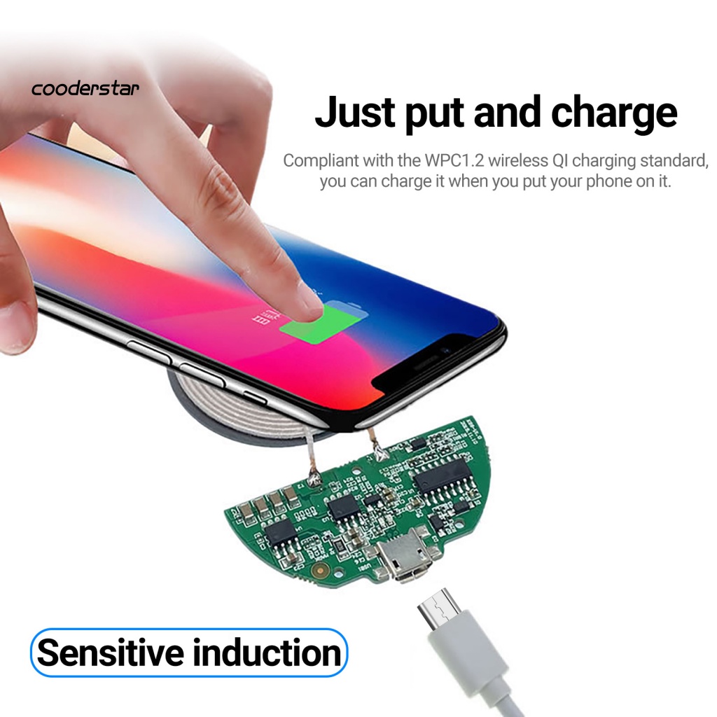 Mô Đun Sạc Không Dây 10W Qi Cổng Micro USB Dành Cho Điện Thoại