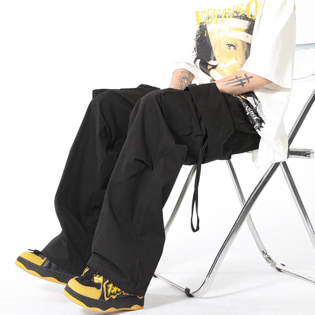 Quần Yếm Ống Rộng Lưng Cao Phong Cách Hip Hop Đường Phố Mỹ Thời Trang Mùa Hè Hàng Mới Dành Cho Bạn Nữ