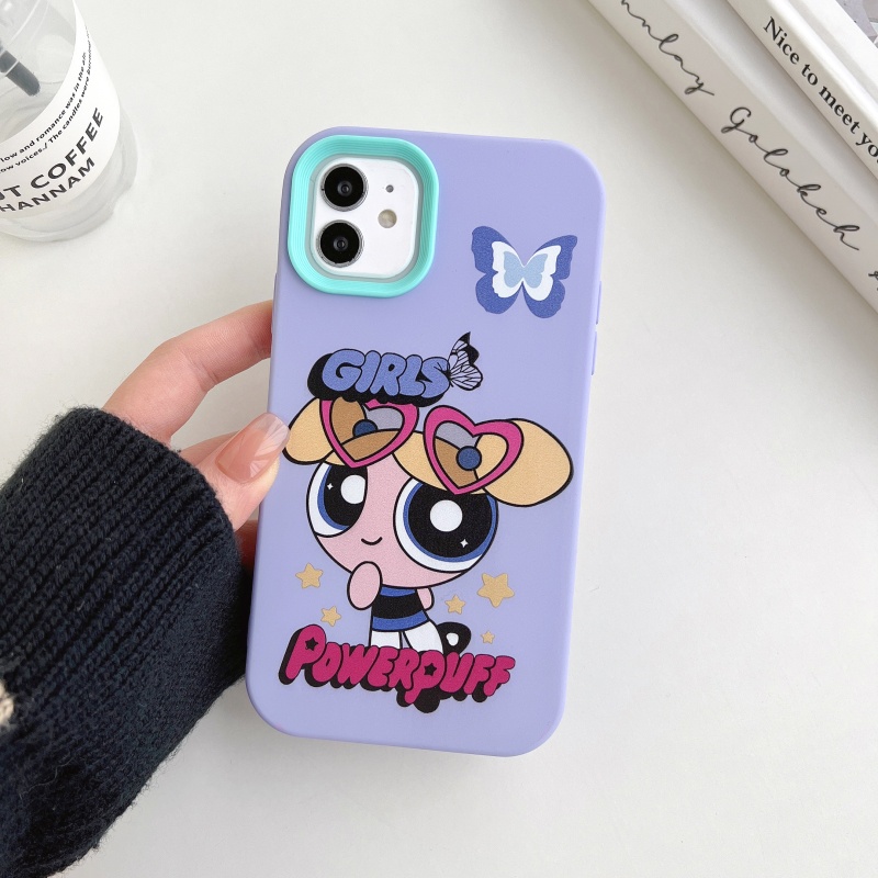 Ốp Điện Thoại Silicon Mềm Chống Sốc 3 Trong 1 In Hoạt Hình Powerpuff Girls Cho iPhone 14 Plus 13 12 11 Pro Max