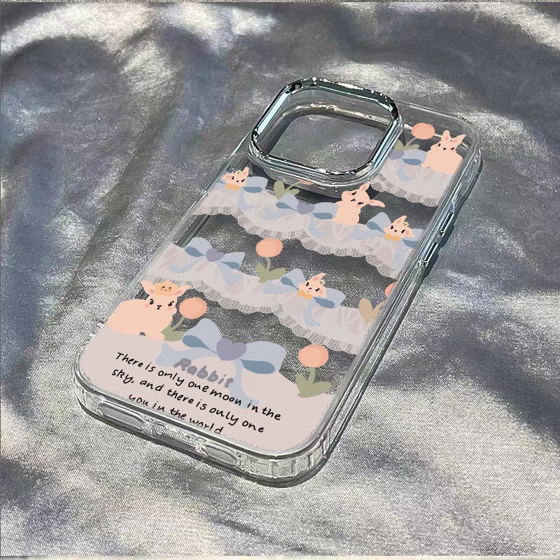 ✅Ốp Điện Thoại Mềm Chống Sốc Họa Tiết Thỏ Và Hoa Đơn Giản Cho Iphone 14pro 13 127Max 118 xs 6G6F