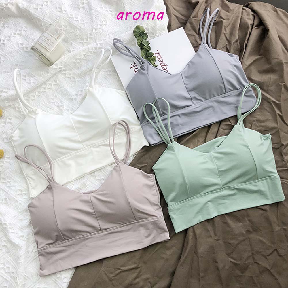 Áo Hai Dây Hở Lưng Màu Sắc Đơn Giản Bằng Lụa Mát Phong Cách Hàn Quốc Cho Nữ