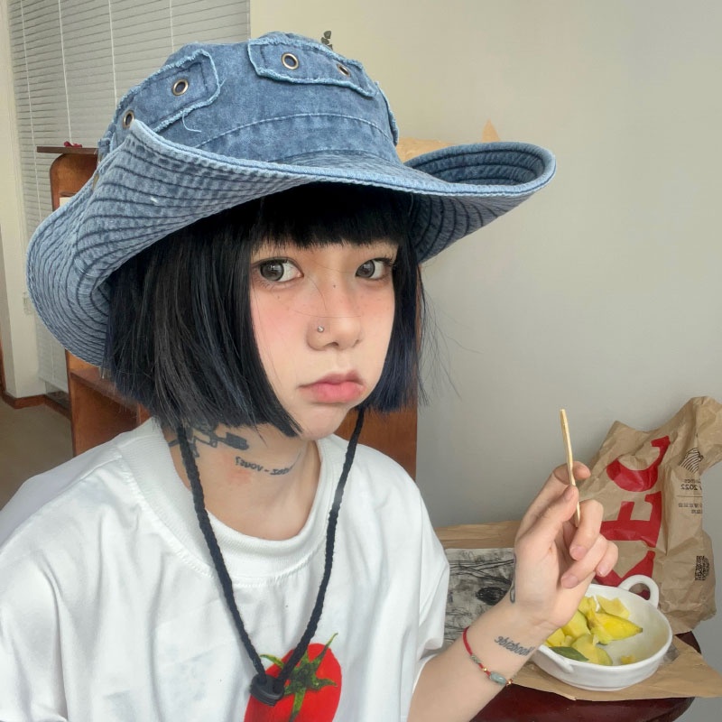 Nón Tai Bèo Vành Rộng Vải Cotton Chống Nắng Kiểu Mỹ Dễ Thương Cho Nữ