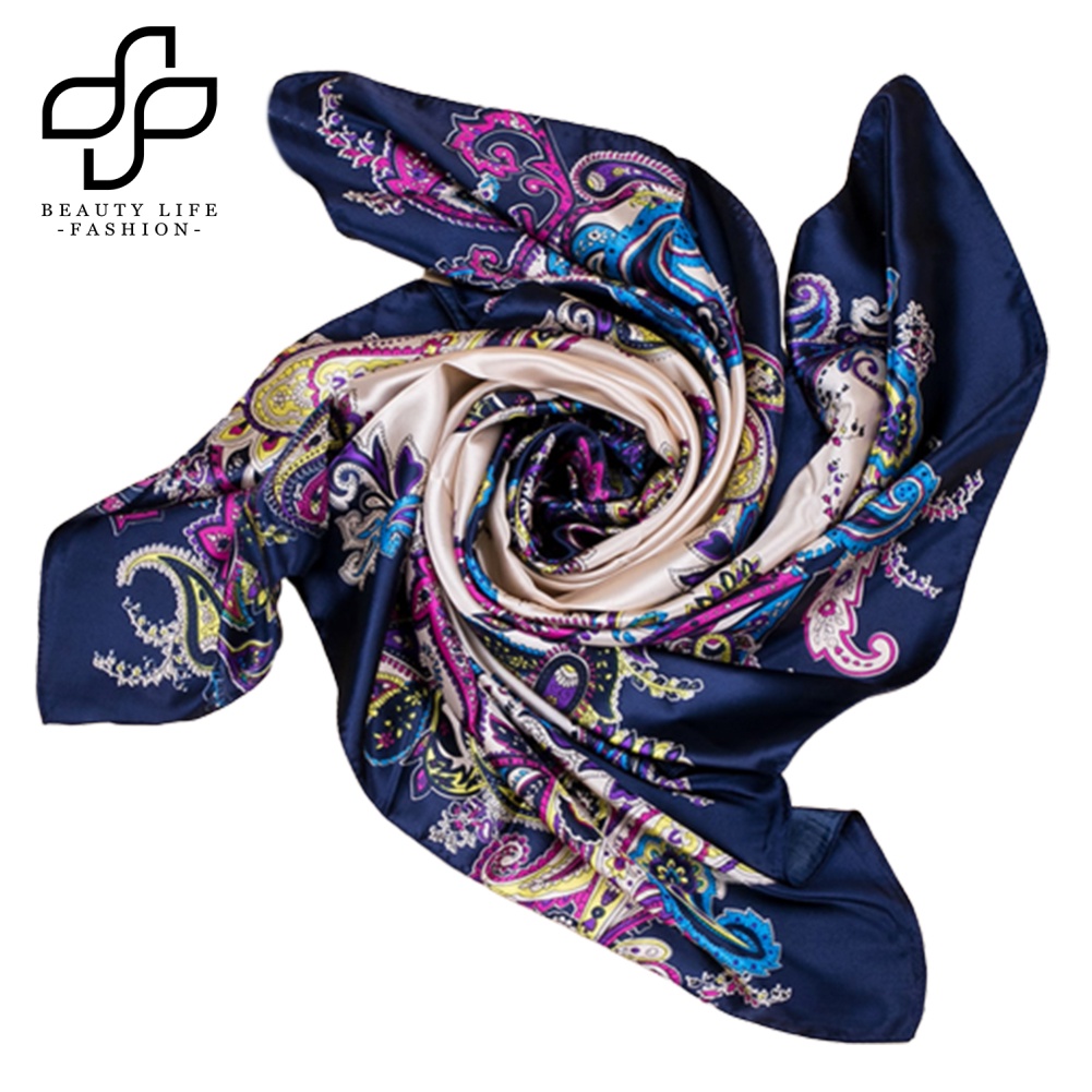 Khăn Vuông 90x90cm Bằng Lụa In Họa Tiết Hoa Cho Nữ