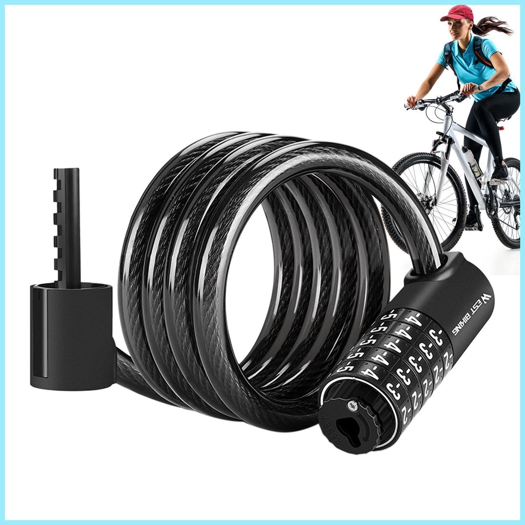 Dây Khóa Xe Đạp Kết Hợp Mật Khẩu 5 Chữ Số Bằng Thép Dày Dặn PVC tdevn