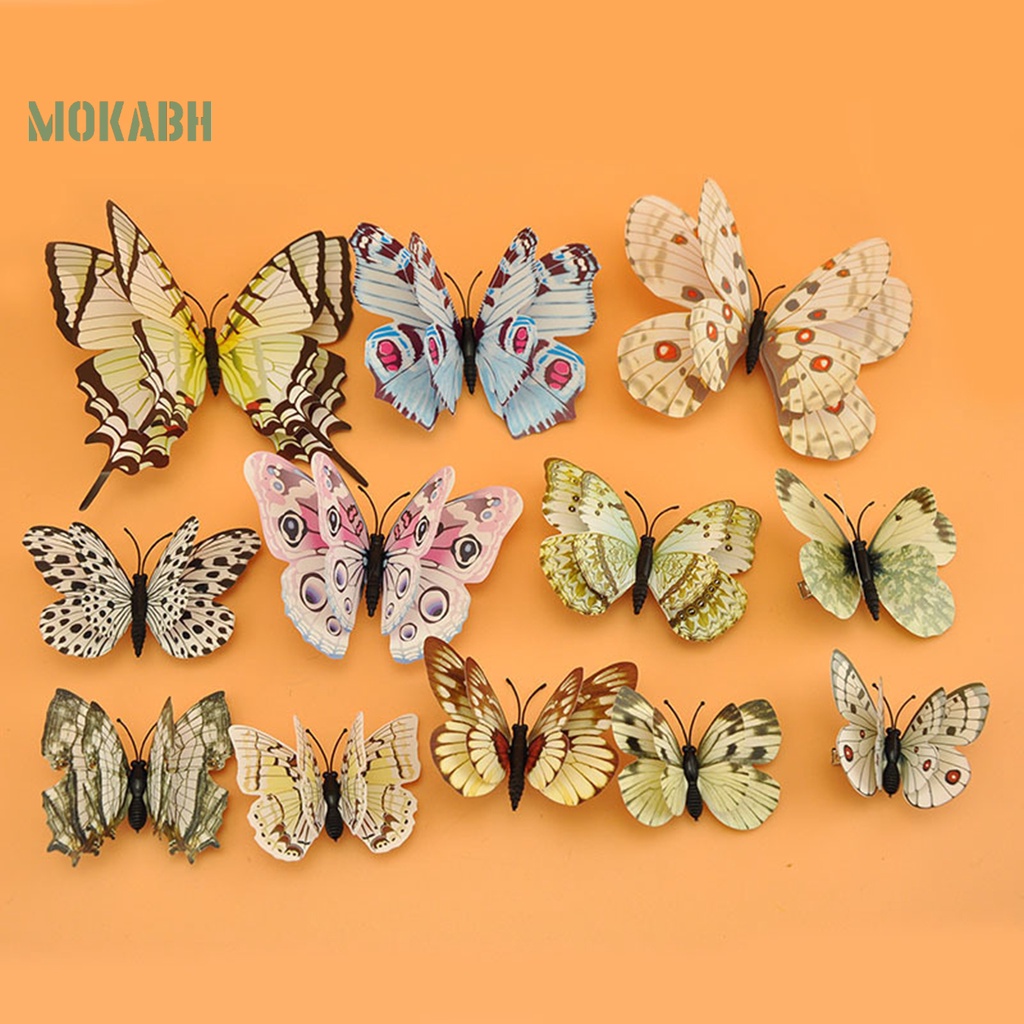 [Mok Abh] 12 Kẹp Tóc Hình Bướm Phong Cách Bohemia Chống Rỉ Sét