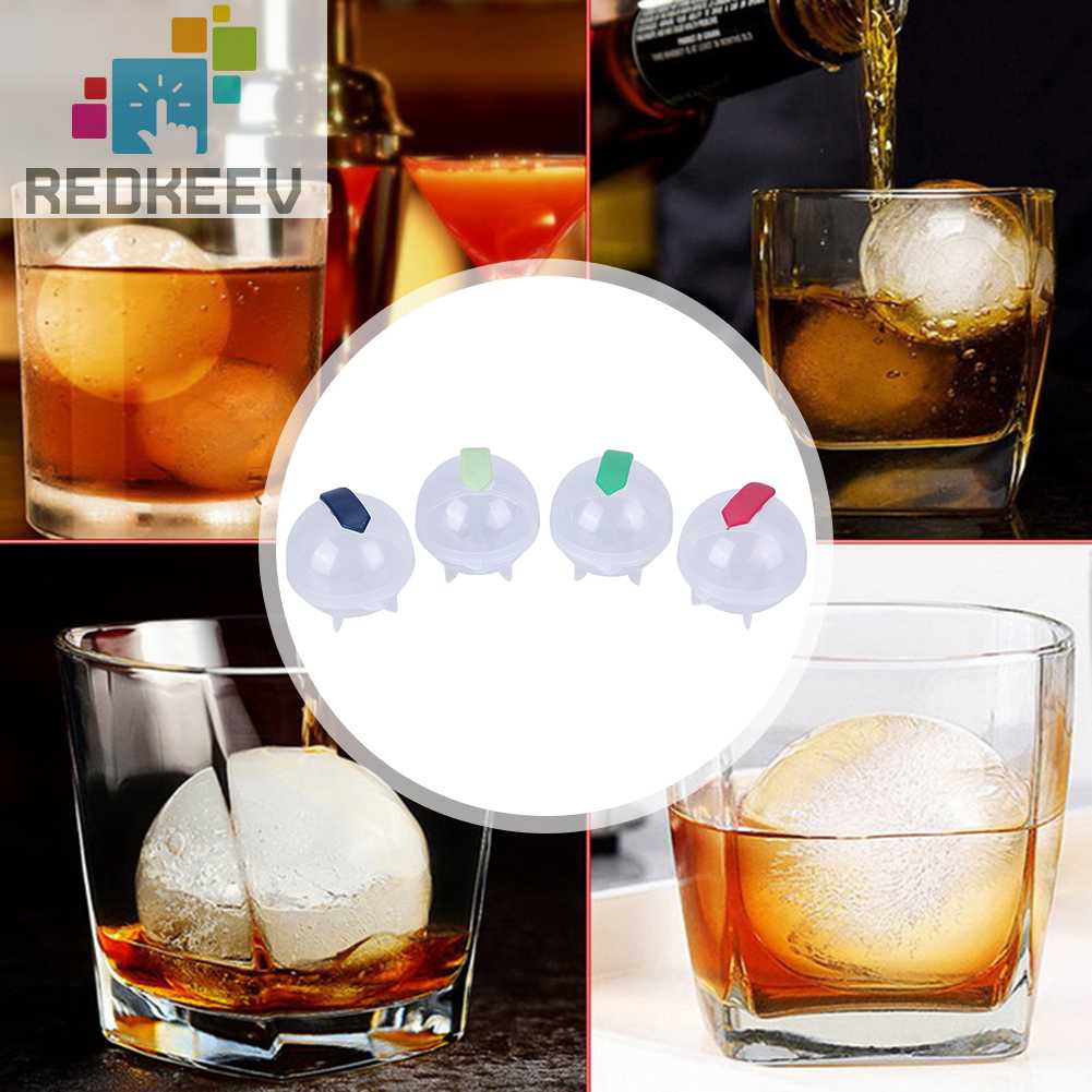 Set 4 Khuôn Làm Đá Hình Tròn Có Thể Tái Sử Dụng Màu Sắc Ngẫu Nhiên