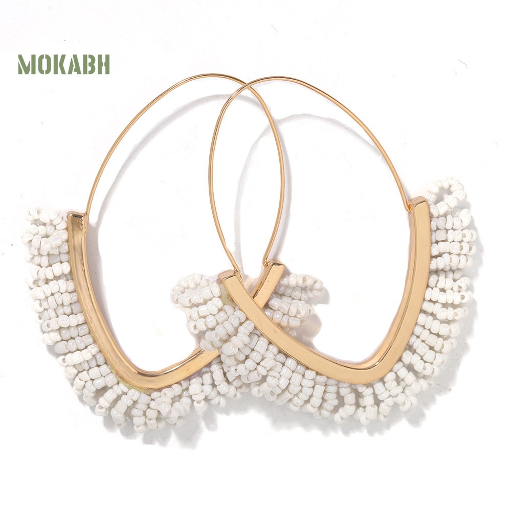 [Mok Abh] Bông Tai Đính Hạt Tua Rua Phong Cách Bohemian