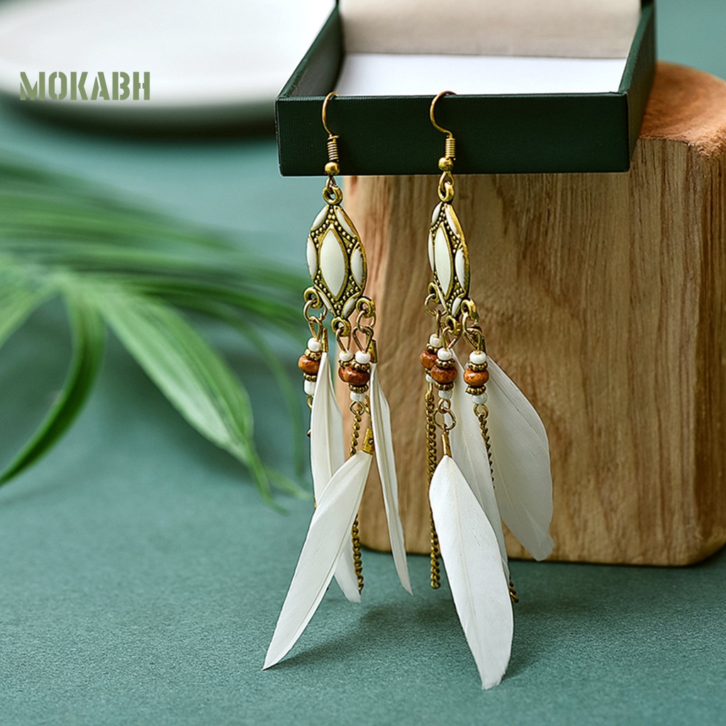 1 Cặp Bông Tai Hình Lông Vũ Nhiều Màu Sắc Thời Trang Dự Tiệc