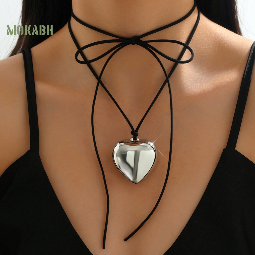 Vòng cổ Hình Trái Tim Cỡ Lớn Màu Vàng / Bạc Sang Trọng Thời Trang Cho Nữ